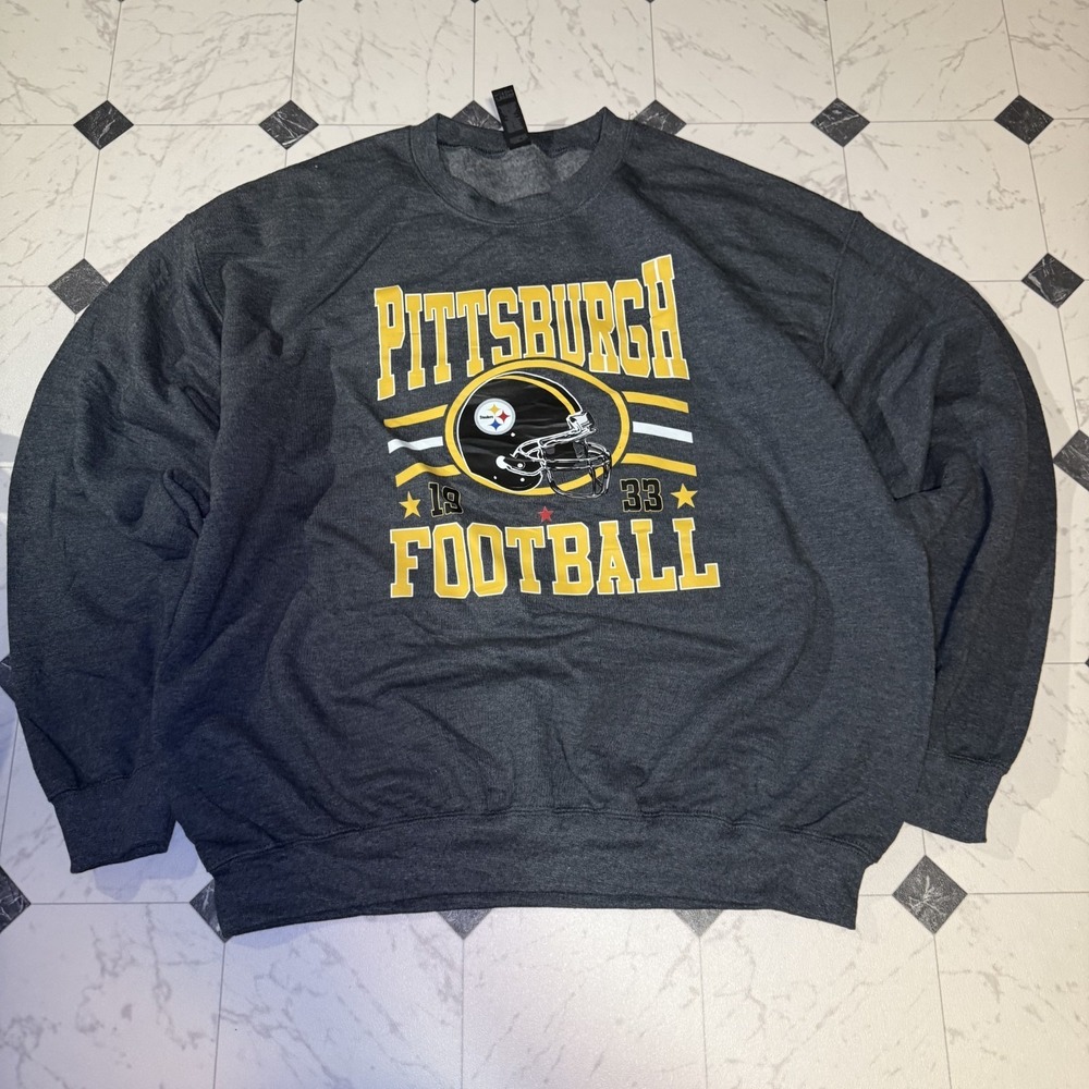 Pittsburgh Steelers Football Crewneck Sweatshirt Mens‎ Large Gray NFL